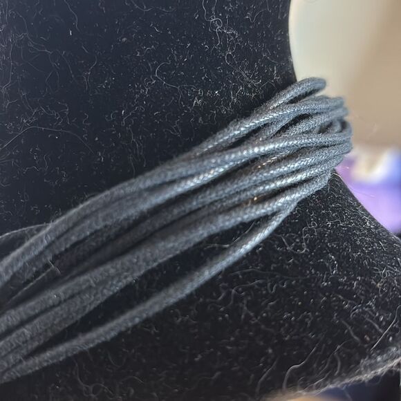 Multistrand black leather cord necklace with silver tone slider metal hook 16” - Picture 4 of 6